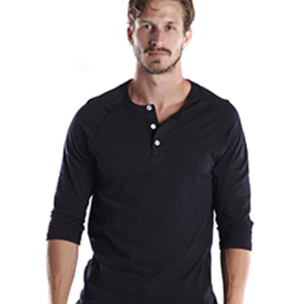 Unisex USA Made Three-Quarter Sleeve Raglan Henley Thumbnail